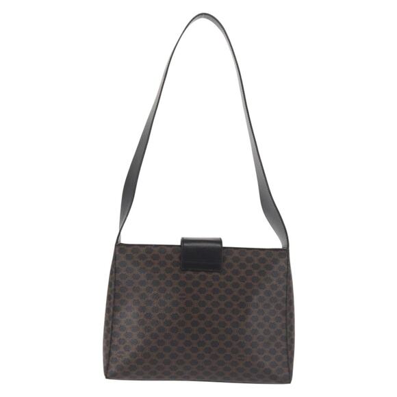 CELINE Macadam Canvas Shoulder Bag Pvc Leather Black Gold - Picture 3 of 13